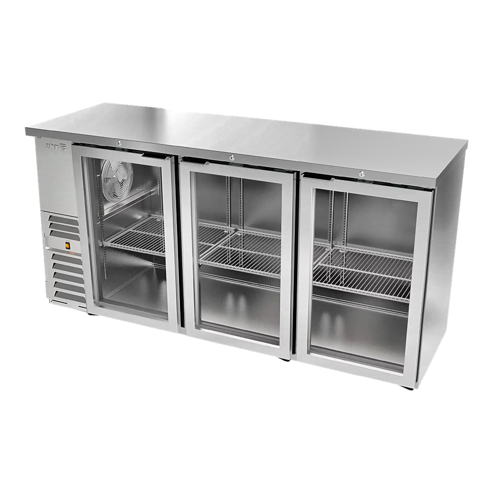 REFRIGERADOR CONTRA BARRA ASBER ABBC-24 72 SG SD HC | Refrigerador Contra Barra | 3 Puertas Cristal Corredizas | Acero Inoxidable | 540 Botellas | Bar