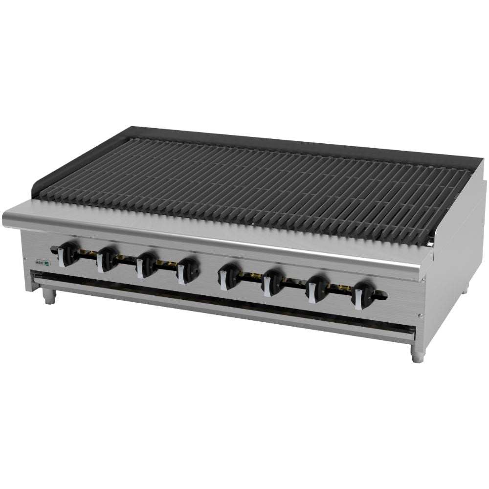 ASADOR ASBER AERB-48 | Asador | Gas | Acero Inoxidable | 8 Quemadores| Parrillas | Restaurante Comedor Grill Cortes Cenaduría Hotel | Respaldo Charola Quemador Parilla Restaurante Niveladores Empotrar Base Comedor Uso Rudo Acero Inoxidable Grill Alimento Cocción Preparación Cortes Hotel Cenaduría Cocina Económica Radiante Gourmet