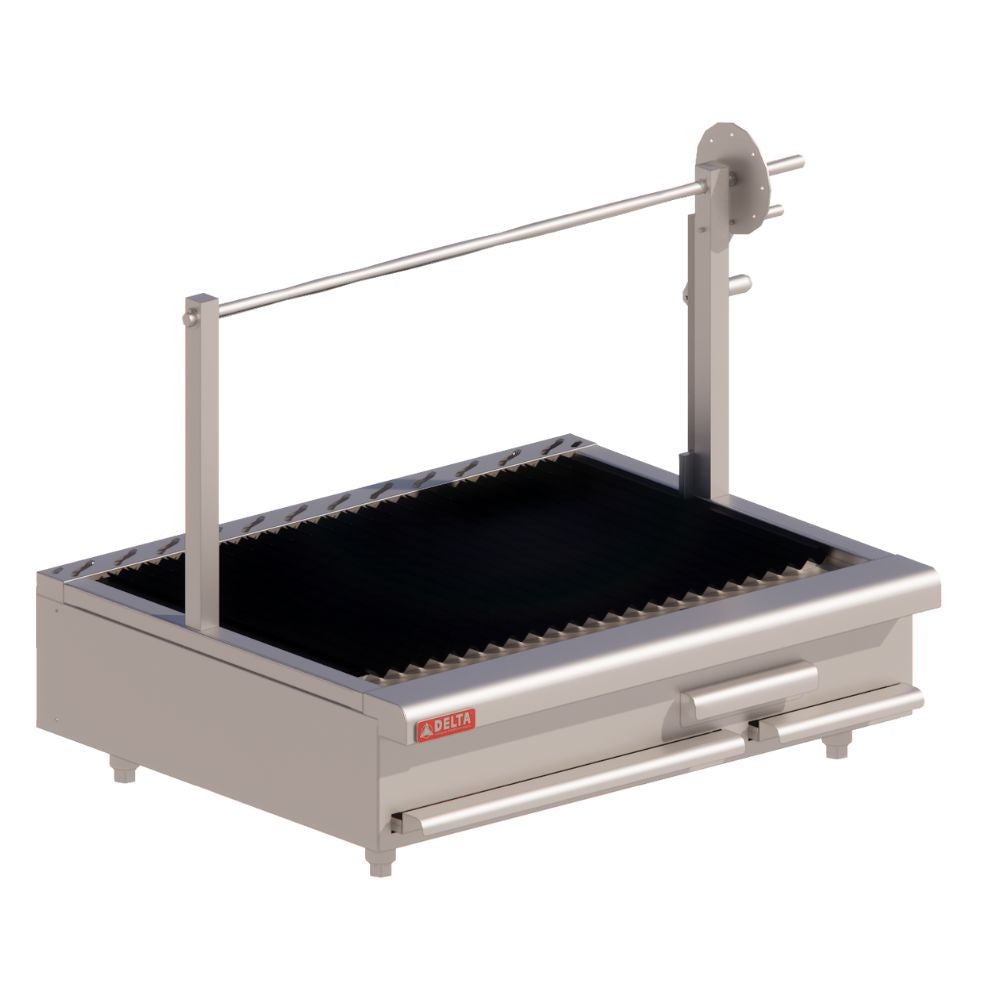 ASADOR DELTA ASR-ARG | Asador 91.5 CM | Carbón | Charola Recolectora | Recolector de Grasa | Manivela Ejes | Carnes Vegetales Alimentos | Cocina Comida Alimentos Restaurant Campestre Asados Cortes