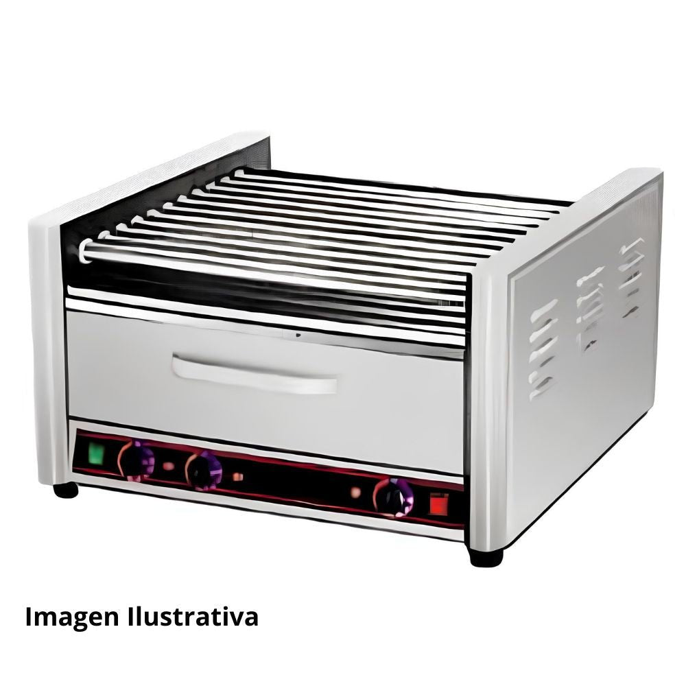 MIGSA HHD-09A | Asador | Oxxo Kiosko Cafeterías | Frente 46 CM | Eléctrico | Acero Inoxidable | Puestos de comida Preparación Carros Hot Dogs