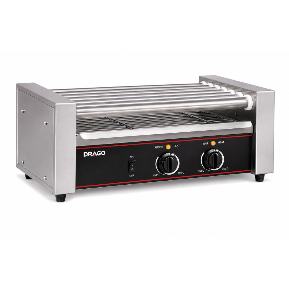 DRAGO HD-07 | Asador | Eléctrico | para Salchichas Hot Dog | Asador Grill Comercial Industrial a Gas Eléctrico Carne Pollo Hamburguesas Salchichas Hot Dogs Acero Inoxidable Taquería Restaurante Cocina Industrial Negocio