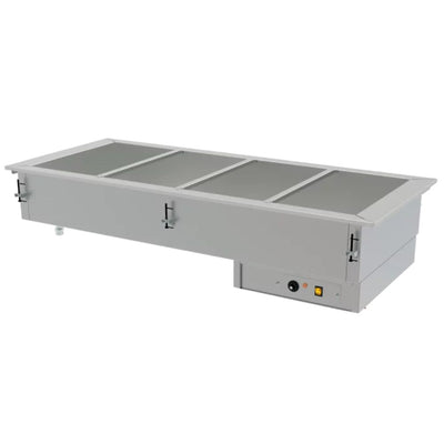 BAÑO MARIA ASBER DBM-411-S-W | Baño María Eléctrico | Acero Inoxidable | 4 Insertos Enteros | Gris |  Restaurante Hotel Buffet Cocina Industrial Banquetes Baño María Balneum Mariae Cocina Industrial Comedor Banquetes Calentar Negocio