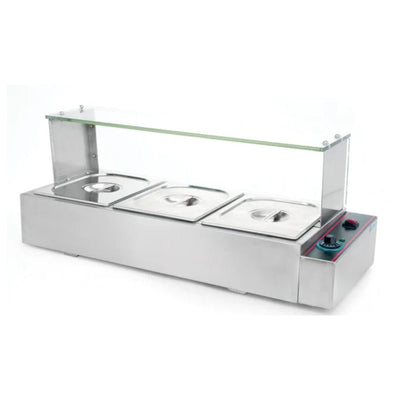 MIGSA BN-B22 | Baño María | Platillos Guisados Buffet | 3 Insertos Medios | Eléctrico | Acero Inoxidable | Restaurante Cocina Comedor Industrial Buffet Taquiza Negocio.