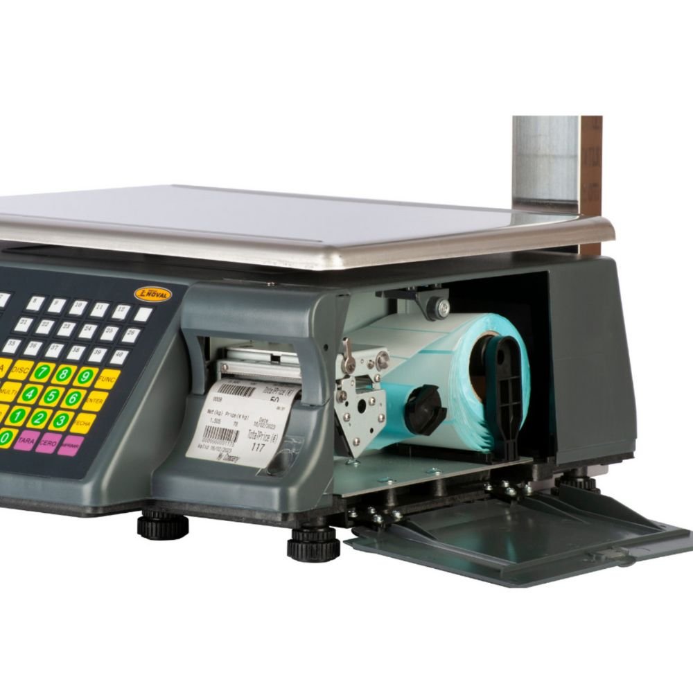 BÁSCULA NOVAL BET-40 | Báscula Etiquetadora | 40 kg a 5gr | con Torreta | Tienda Verdurería Negocio Sobre Mostrador Recepción Pesar Cobrar Báscula para Frutería Verdulería Tienda Negocio Cremería