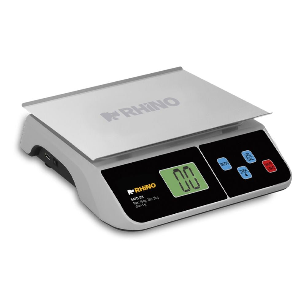 BÁSCULA RHINO BAPO-10X | Báscula Porcionadora | 10 Kg | Plato de Acero Inoxidable | Abarrotes Carnicería Cremería Carne Ferretería Verduras Frutas Cremería Cocina Comedor Industrial Tienda Abarrotes