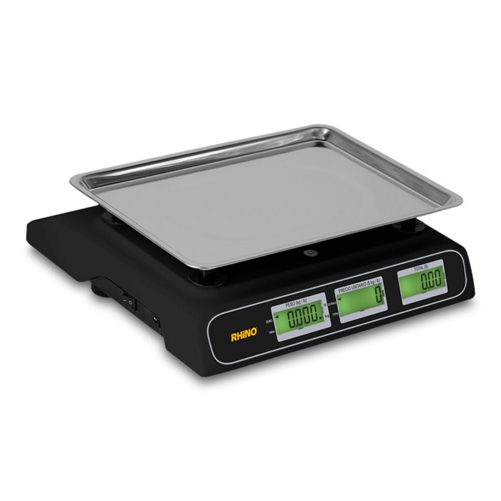 BÁSCULA RHINO BARCOM-40 | Báscula de Mostrador | 40 kg | Plato de Acero Inoxidable | Fruteria Verduleria Tienda de Abarrotes Fruteria Verduleria Tienda de Abarrotes Basculas Mostrador Restaurantes Pesar Tianguis Restaurante Verduras Carnes Colgantes Plataforma Carniceria Cremeria Contadora Cargar Colgante