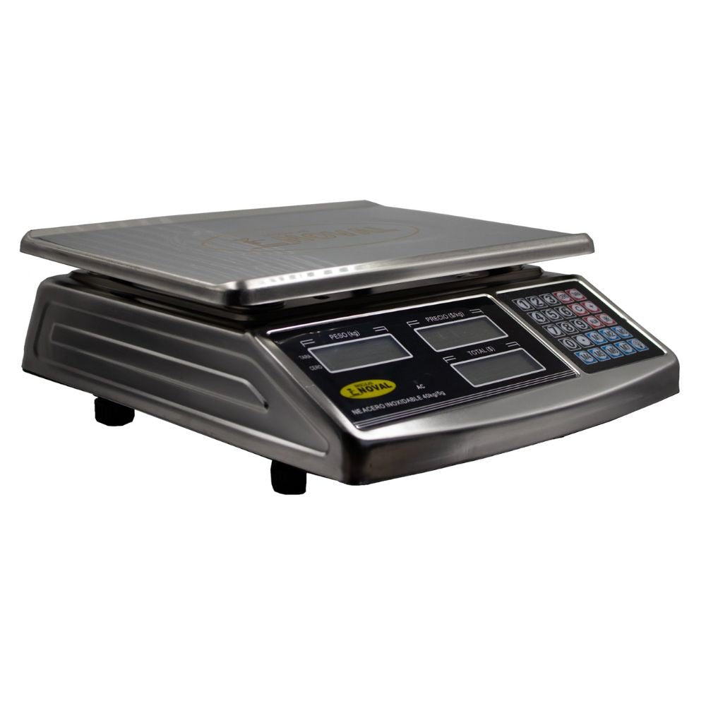 BÁSCULA NOVAL N40-INOX | Báscula Comercial | 40 kg a 5gr | Acero Inoxidable | Tienda Verdurería Negocio Basculas Mostrador Restaurantes Pesar Tianguis Restaurante Verduras Carnes Colgantes Plataforma Carniceria Cremeria Contadora Cargar Colgante