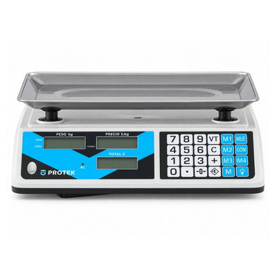 BÁSCULA PROTEK 1024998 0BPK-40P BPK-40P | Báscula Comercial Electrónica | 40 Kg | Batería Recargable | Abarrotes Supermercado Carnicería | Báscula de Mostrador Báscula Comercial Punto de Venta Pesar y Cobrar Peso Precio Acero Inoxidable Abarrotes Carnicería Cremería Frutería Mercado Tienda Negocio