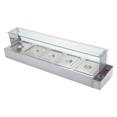 Migsa Bn-b24 Baño María Eléctrico 5 Insertos para Industria Confiteria Restaurante, en acero inoxidable.
