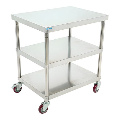 Migsa Bn-w06/80 Mesa Viajera 2 Entrepaños, 80 x 60 x 90 cm, en acero inoxidable.