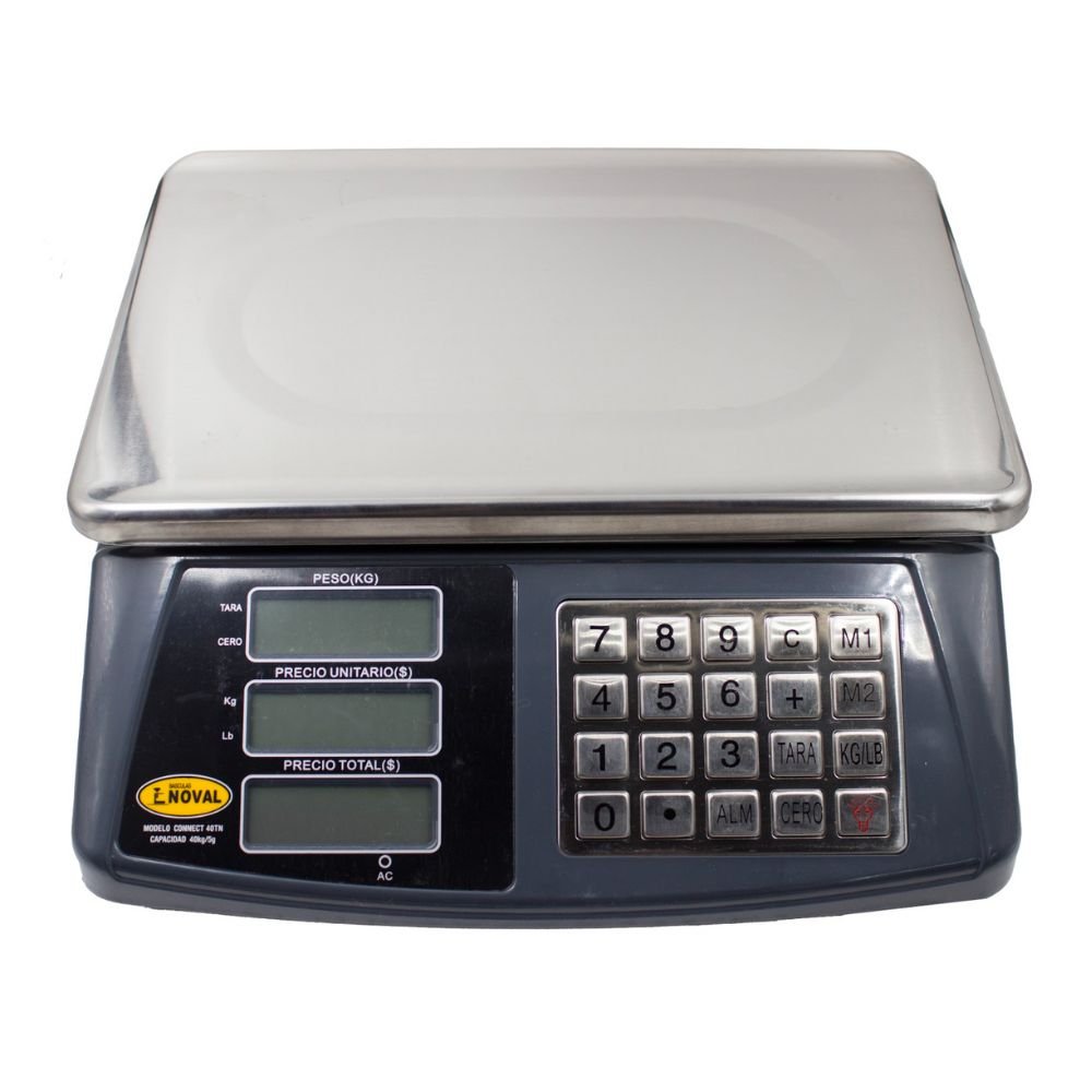 BÁSCULA NOVAL CONNECT- 40 | Báscula Comercial | 40 kg a 2gr | Tienda Verdulería Negocios Basculas Mostrador Restaurantes Pesar Tianguis Restaurante Verduras Carnes Colgantes Plataforma Carnicería Cremería Contadora Cargar.