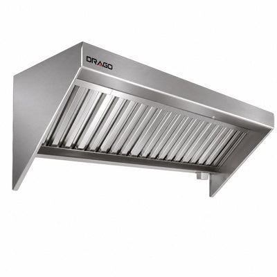 CAMPANA DRAGO MC-08-00 | Campana Backshelf | 8 Pies Cúbicos | Frente 244 cm | Acero Inoxidable | Cocina Industrial Restaurante | Campana de Extracción de Humo Industrial Filtros de Grasa Ducto Extractor Acero Inoxidable Cocina Industrial Restaurante Comedor Industrial Bar Negocio
