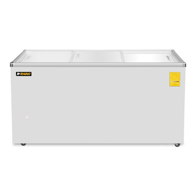 CONGELADOR RHINO CONGECRI-12P | Congelador Horizontal Tapa de Cristal Plano | Capacidad 12 Pies³ / 265 L | Temperatura -24°C a 5°C | Supermercado Heladería Tienda de Conveniencia | Congelador Horizontal de Cofre Exhibidor Comercial para Helados Paletas Nieves Acero Inoxidable Supermercado Heladería Paletería Cremería Tienda de Conveniencia
