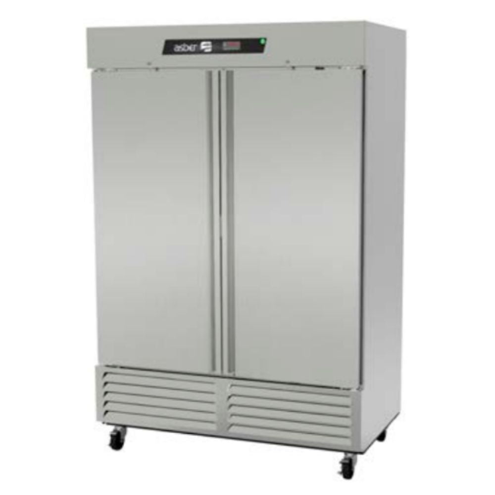 CONGELADOR ASBER ARF-49-H HC | Congelador Vertical | 2 Puertas Solidas | 6 Parrillas | Acero Inoxidable | 49 Pies Cúbicos | Control Temperatura | Carnicería Supermercado Bistro | Paleteras Super Mercados Tiendas de Autoservicio Congelador Vertical Puerta Solida Restaurante Gourmet Exhibición Evaporación Deshielo Comida Control Electrónico Acero Inoxidable Super Mercado Abarrotes Vinil Negro Llantas Deslazamiento Fácil Alimento Conservador Congelación