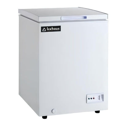ICEHAUS CTC-05 | Blanca Pescadería Heladería Cafetería | Horizontal Cofre | 1 Puerta Solida | 5 Pies | Lamina Galvanizada | Congelador Refrigerador Horizontal Cofre Interior PCM Ruedas Canasta Alambrón Seguro Con Llave Pescadería Heladería Cafetería