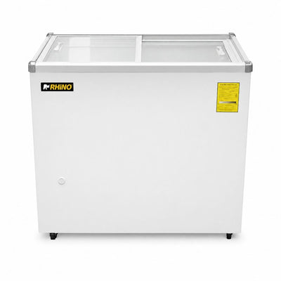 CONGELADOR RHINO CONGECRI-7P | Congelador Tapa de Cristal Plano | Capacidad: 7 ft3 / 161 L | Paleterías Cafeterías Tiendas de Conveniencia | Congelador Horizontal de Cofre Exhibidor Comercial para Helados Paletas Nieves Acero Inoxidable Supermercado Heladería Paletería Cremería Tienda de Conveniencia
