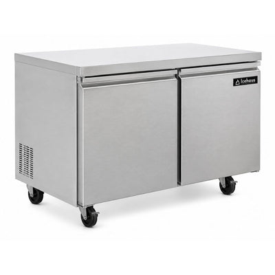 Icehaus CBB-2P-SS-01 Bajo Barra Congelador 2 Puerta Solida | Mesa de Trabajo Congeladora Congelador Bajo Mostrador Bajo Barra Conservador Acero Inoxidable Restaurante Cafetería Cocina Industrial Bar Cremería Hotel