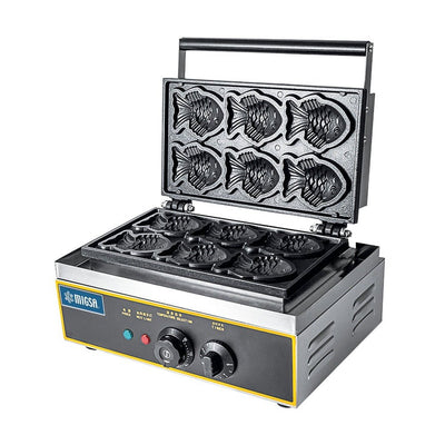 WAFFLERA EN FORMA DE MINI TAIYAKI 6 PIEZAS MIGSA WKM-6 | Gofrera | Eléctrico | Acero Inoxidable | Máquina de Taiyaki Wafflera de Pescadito Waffles Gofres Snacks Postres Cafetería Crepería Heladería Eventos Negocio
