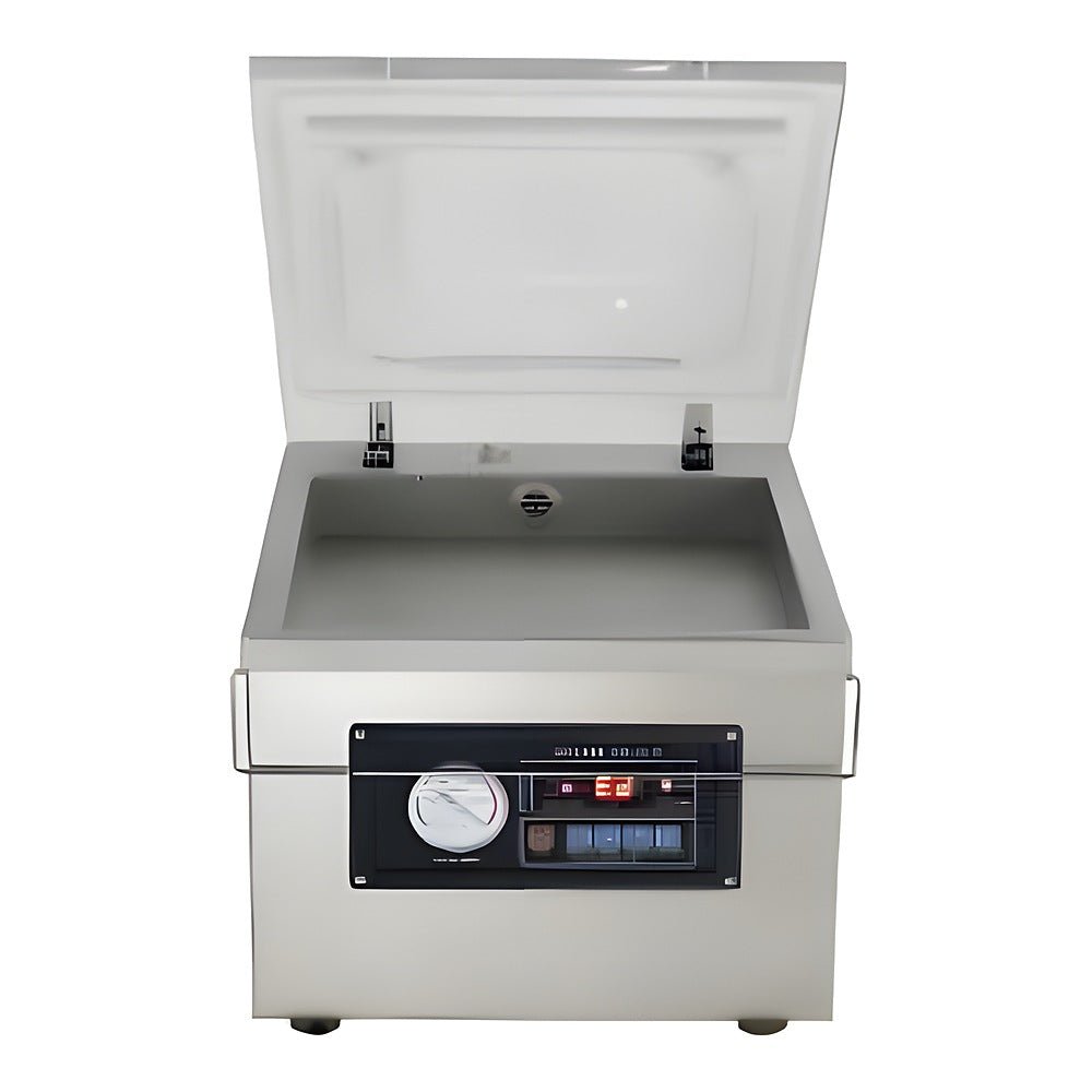 Empacadora al Vacio Migsa DZ-260P, para líquidos alimentos, en acero inoxidable.
