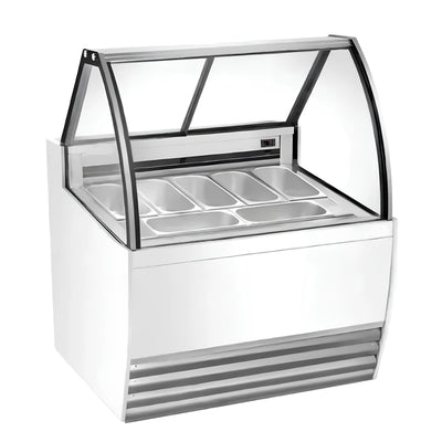 MIGSA DW-7 | Vitrina | Especial para Helados | Exhibidora | Cristal Curvo | 105.2 cm | Acero Inoxidable | Refrigerados Paletería Nevería Negocio Snacks Alimentos Refrigerados Super Mercado Zona de Alimentos