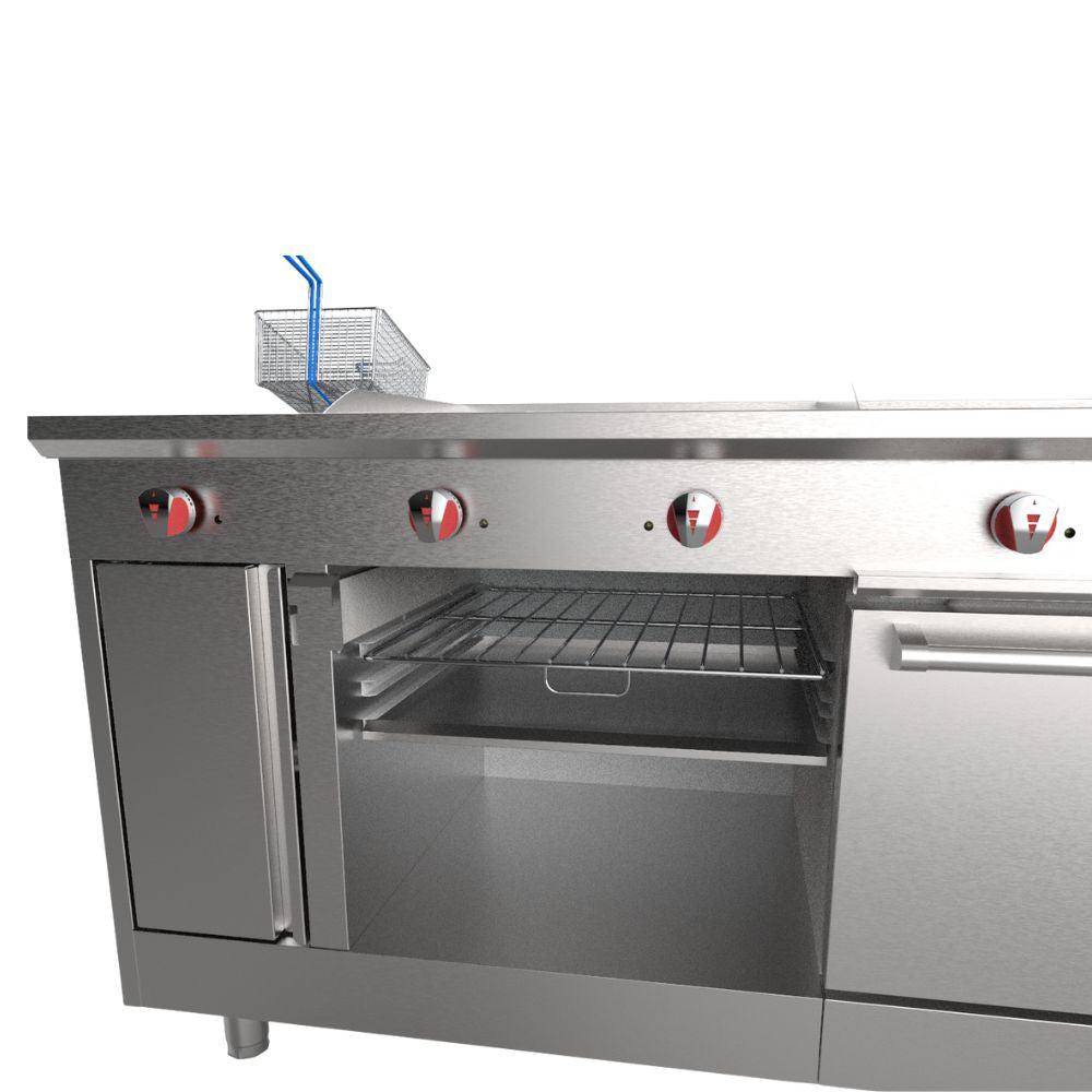 Drago UNIVERSAL Estufa 4 Quemadores Asador Radiante Freidor Gratinador Plancha 1 ft Acero Inoxidable - - Drago - KitchenMax Store