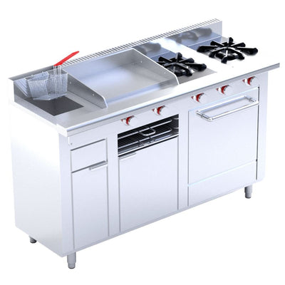 CORIAT MULTICHEF PETIT TURBO | Estufa | Restaurante Comedor Pasteleria Cenaduria | 2 Quemadores | Asador Plancha Gratinador Horno Freidor | Gas | Estufa Asador Pariilla Plancha Freidor Gratinador Uso Rudo Restaurante Comida Gusgeria Horno Charola Salamandra Respaldo Petit Quemador Alimentos Preparación Multiple