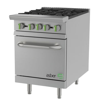 ESTUFA ASBER AER 4 24 EM | 4 Quemadores | Horno Estático | Acero Inoxidable | Restaurante Bistró Comedores Industriales Horno Quemadores Abiertos Industrial Cocción Preparación de Alimentos Restaurante Negocio Bistró Parrilla Estufa Acero