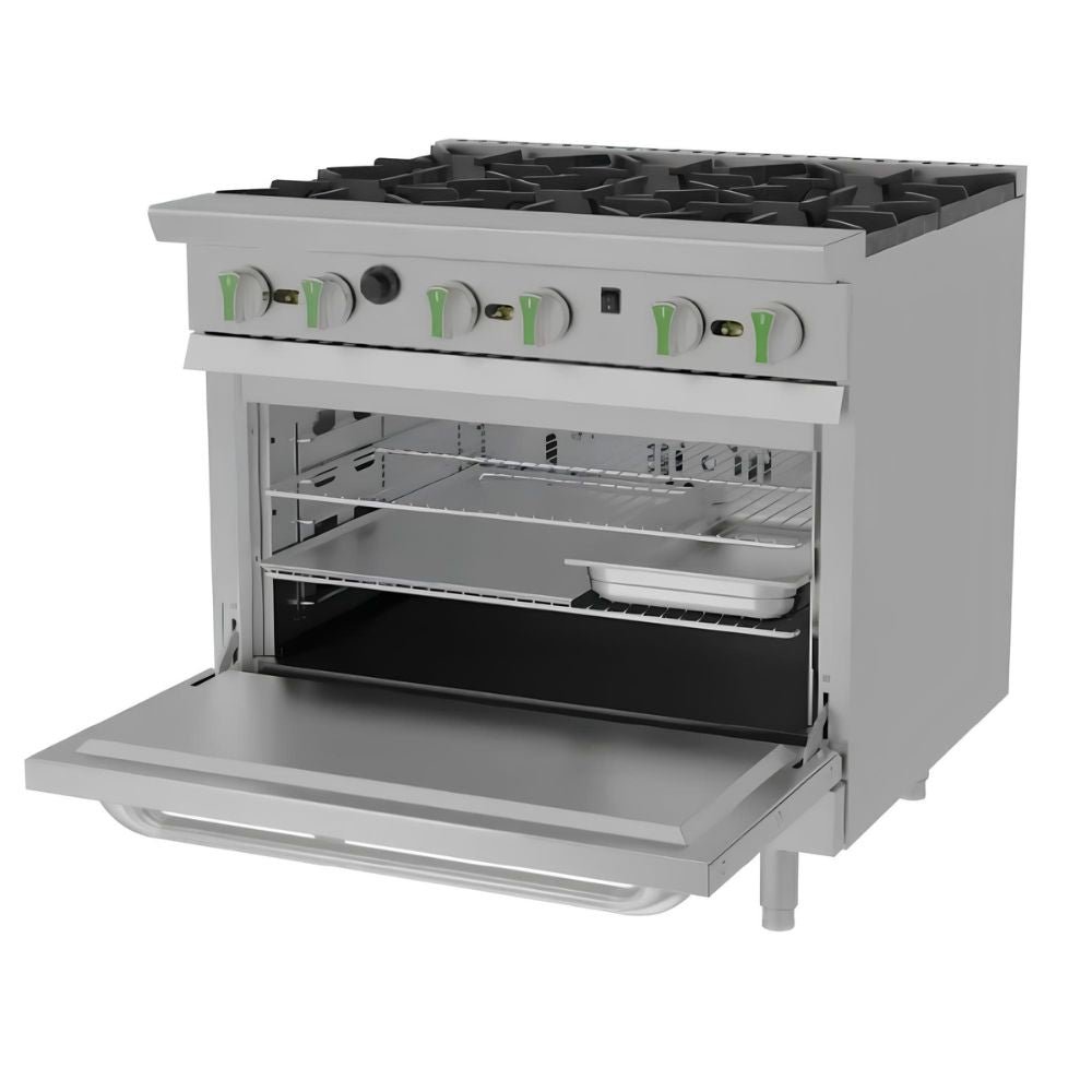 ESTUFA ASBER AER 6 36 C EM | Gas | 6 Quemadores | Acero Inoxidable | Restaurante Cafetería Cocina Industrial