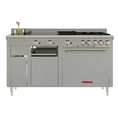 ESTUFA CORIAT MÚLTIPLE MASTER DE PISO | Estufa | 4 Quemadores | Asador | Freidora | Plancha | Horno | Gas | Hotel Restaurante Comedor | Estufa Maestra Multifuncional Parrilla Plancha Horno Freidor Gratinador a Gas Acero Inoxidable Restaurante Cocina Industrial Fonda Cenaduría Comedor Industrial.