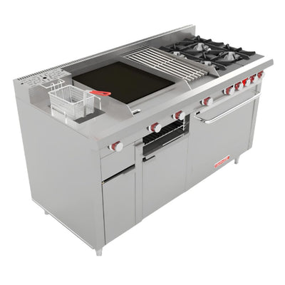 ESTUFA CORIAT MÚLTIPLE MASTER TURBO DE PISO | Estufa | 4 Quemadores | Asador | Freidora | Plancha | Horno | Gas | Hotel Restaurante Comedor Hotel Industrial Cocinas Fondas Restaurantes Cenadurías Comedores Industriales Preparación de Alimentos Cocción