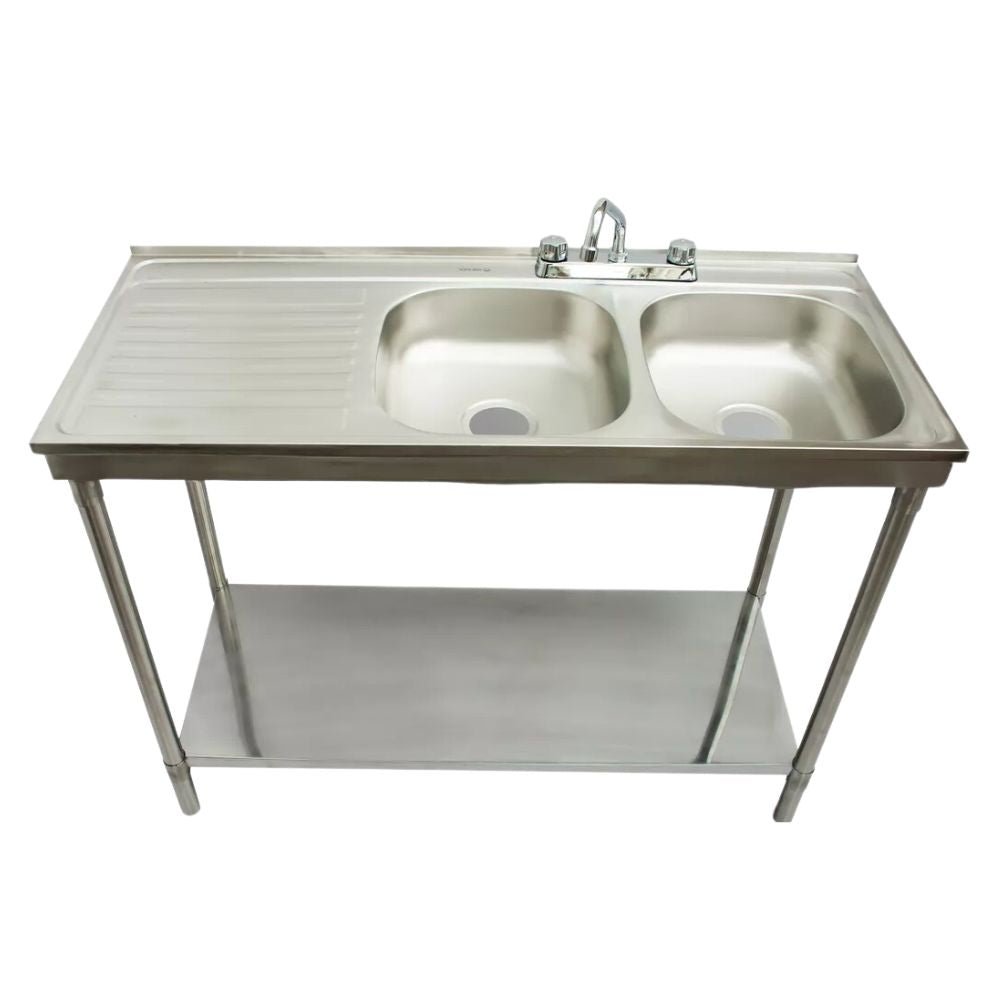 FREGADERO KITCHENMAX STORE MLM1490668608 | Fregadero Doble | Acero Inoxidable | Puesto Negocio Limpieza