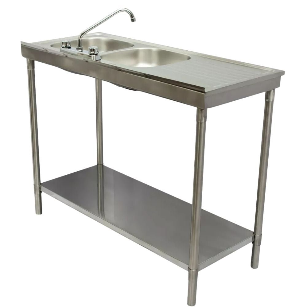 FREGADERO KITCHENMAX STORE MLM1490668608 | Fregadero Doble | Acero Inoxidable | Puesto Negocio Limpieza