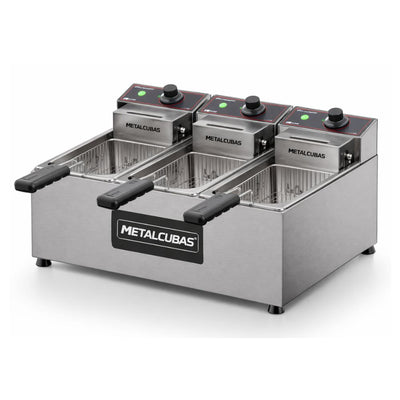 FREIDORA METALCUBAS FE3C | Freidora Eléctrica | Acero Inoxidable | Restaurantes Taquerías Cafeterías food trucks cocinas industriales hoteles bares comedores industriales negocios de comida rápida