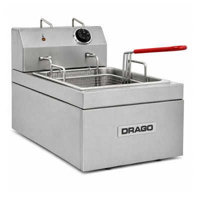 FREIDOR DRAGO FE-5 | Freidor 1 Canastilla | Alitas Restaurante Comedor Industrial | Freidora de Papas Industrial Comercial Gas Eléctrica Papas a la Francesa Pollo Frito Alitas Salchipulpos Acero Inoxidable Restaurante Cocina Económica Fonda Negocio