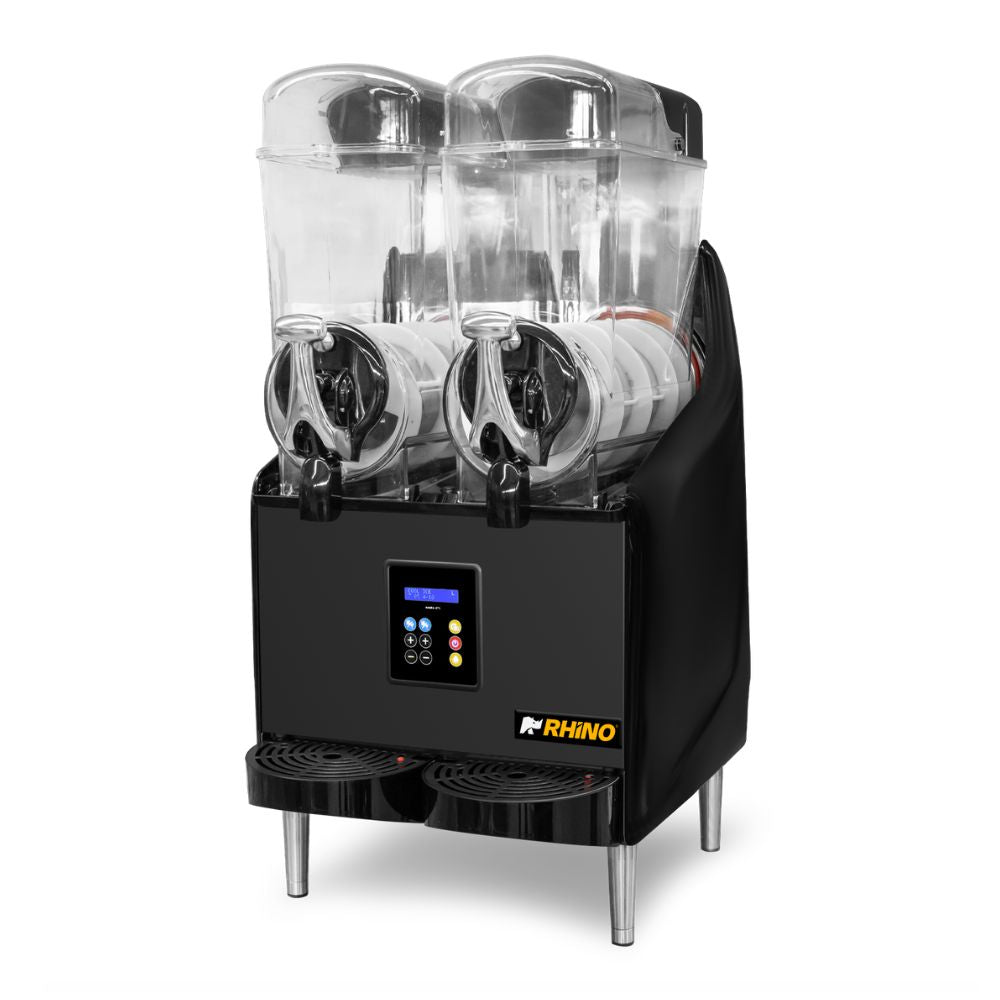 GRANIZADORA RHINO MAGRA-2TX | Máquina Granizadora Premium | Capacidad del Depósito 24 L (12 L c/u) | Cafetería Cine Restaurante Cafeteria Desayunador Restaurantes Bares Dispensador Distribuidor Repartidor Bebidas Bar Local Negocio Tienda de Convivencia