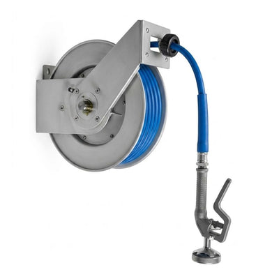 GRIFERÍA TKN TEKNIKITCHEN TKNHR35 | Carrete con Manguera para Lavado | 310mm | Acero con recubierto epóxico color gris | Restaurante Cocina Industrial