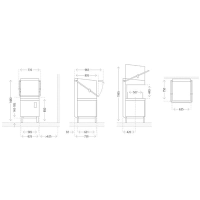 LAVAVAJILLAS WINTERHALTER 509V0007 Capota P50 LINEA 50 | Lavavajillas Capota | Acero Inoxidable | Hoteles Restaurantes Cafeterías