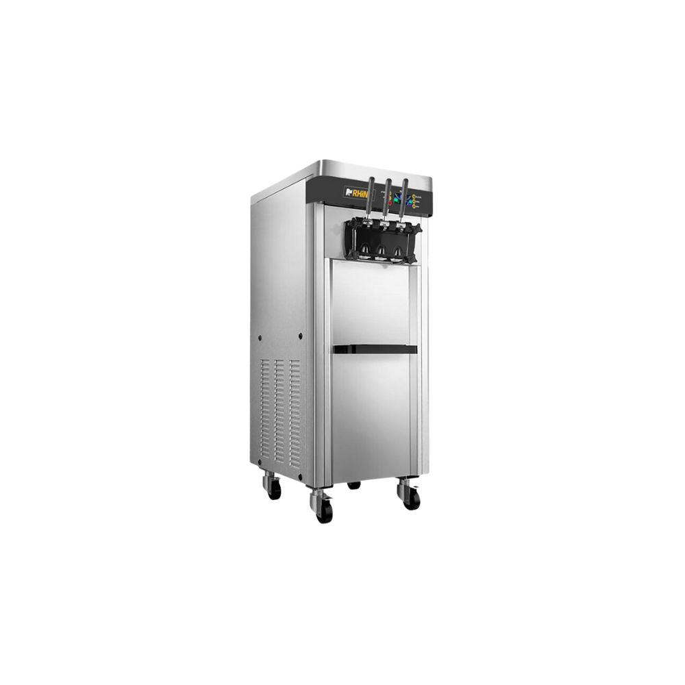 MÁQUINA DE HELADO RHINO HELA-25P | Máquina de Helados | 25 Litros | 3 Dispensadores | Doble Depósito 6 Litros c/u | Heladería Restaurantes Cafeterias Heladerías Plazas Comerciales Negocio Tienda Conveniencia Paleteria Helado Frio Frito Snowky Helados Cono Canasta Postre Helado Nieve Fabrica de Helado Dolphy Nieveria Napolitano Fresa Chocolate Heladerías Plazas Comerciales Comercial