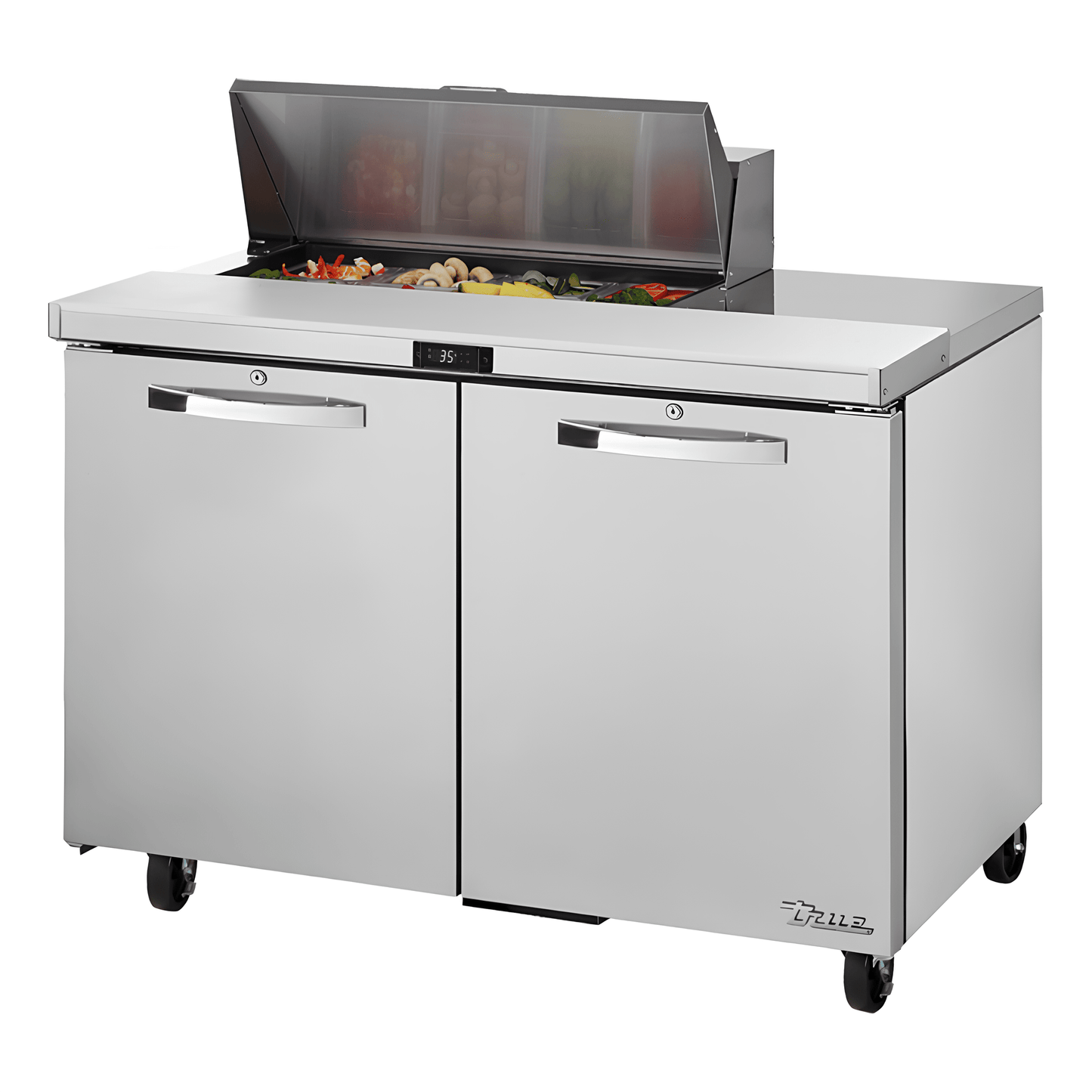 MESA DE PREPARACIÓN TRUE TSSU-48-08-HC~SPEC3 | Mesa Preparación | Acero Inoxidable | 2 Puertas | 4 Estantes | Cocina Hotel Restaurante | Mesa de Preparación Refrigerada Mesa Fría de Trabajo Mega Top Pizza Ensaladas Sándwiches Ingredientes Acero Inoxidable Supermercados Restaurantes Cocina Industrial Cremería