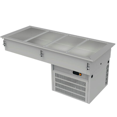 MESA FRÍA ASBER DRFB-411-CU | Mesa Fría | Tina Refrigerada | Control Termostato | 4 Insertos | Acero Inoxidable | Restaurante Bar Cocina | Mantener los Ingredientes y Productos a Temperaturas Frías Mientras se Preparan o Sirven Banquetes Cafeterías Servicio de Catering Preparación de Postres Alimentos Frescos