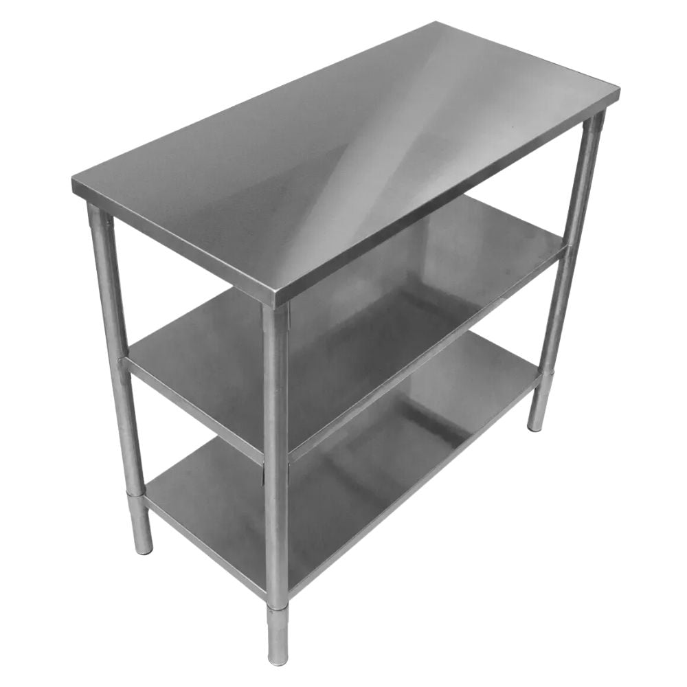 MESA KITCHENMAX STORE MLM1483069468 | Mesa Isla | Frente 95 cm | Doble Entrepaño | Acero Inoxidable | Cocina Industrial Restaurante Bar
