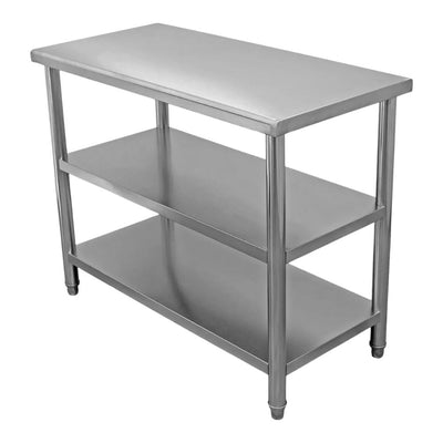 MESA KITCHENMAX STORE MLM2275465992 | Mesa Isla | Frente 110 cm | Doble entrepaño | Acero Inoxidable | Cocina Industrial Restaurante Cafetería