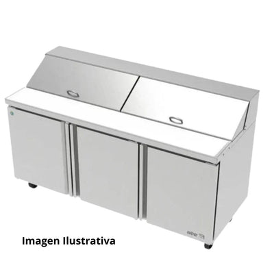 MESA REFRIGERADA ASBER APTS-72-18 P HC 19111127 | Mesa De Preparación Con Refrigerante | Acero Inoxidable | 3 Puertas | Restaurante Cocinas Industriales Cafeterías Restaurante Supermercado Guarniciones Comedores Industriales Cocinas Industriales Panadería Carnicería Preparación Sushi Postres Ensaladas Baguettes mesa de preparación refrigerada cocina industrial mobiliario para restaurantes mesa de preparación con insertos gastronorm acero inoxidable Cafetería.