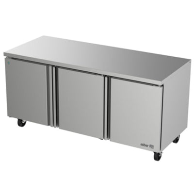 MESA REFRIGERADA ASBER AUTR-72 HC | Mesa Refrigerada Bajo Mostrador | 3 Puertas Solidas | 3 Parrillas | Acero Inoxidable | Eléctrico | 20.6 Pies Cúbicos | Control Temperatura | Hotel Cocina Restaurante | Cafetería Bar Fondo Antro Barra Refrigeración Bebidas Snacks Servicio Restaurante
