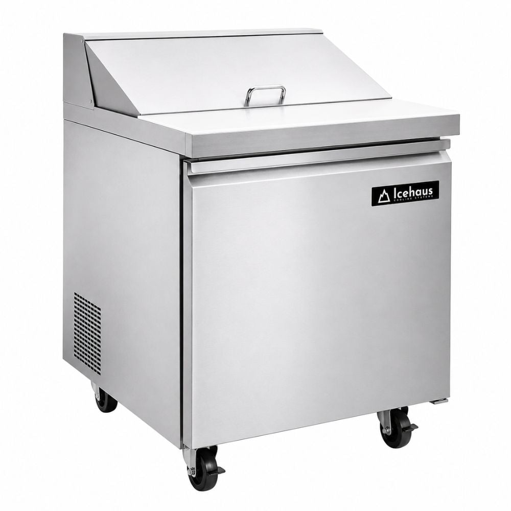 MESA DE PREPARACIÓN ICEHAUS ME-1P-SS-01 | Mesa para ensaladas | 1 Puerta | Acero Inoxidable | Restaurante Hotel Cocina Industrial | Mesa de Preparación Refrigerada Mesa Fría de Trabajo Mega Top Pizza Ensaladas Sándwiches Ingredientes Acero Inoxidable Supermercados Restaurantes Cocina Industrial Cremería
