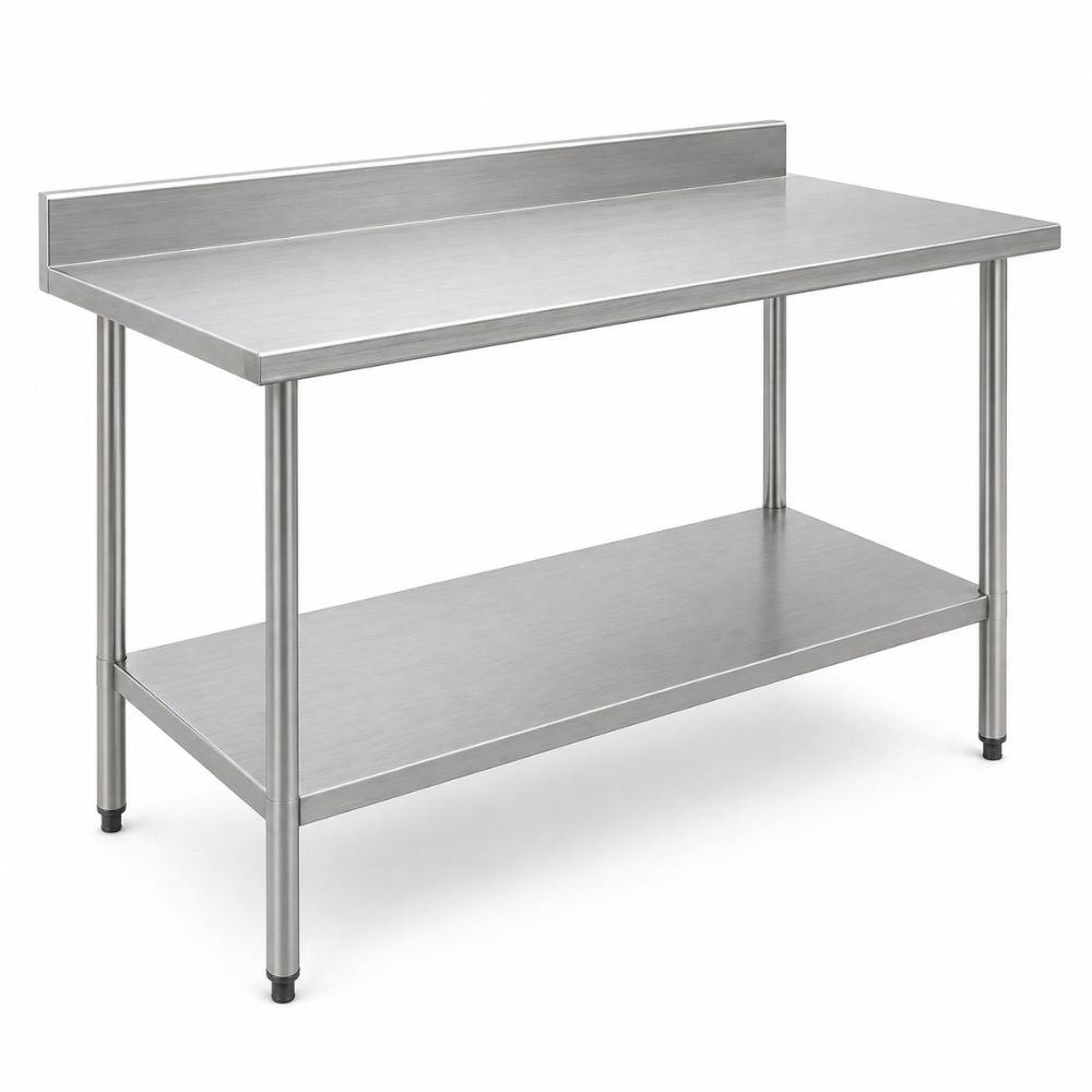 King MTL-150 Mesa Trabajo Lambrin 1.5 Mt 150 x 70 x 100 cm Acero Inoxidable | Mesa de Trabajo de Pared Mural de Acero Inoxidable Superficie de Preparación con Respaldo Industrial Restaurante Cocina Industrial Hotel Comedor Industrial