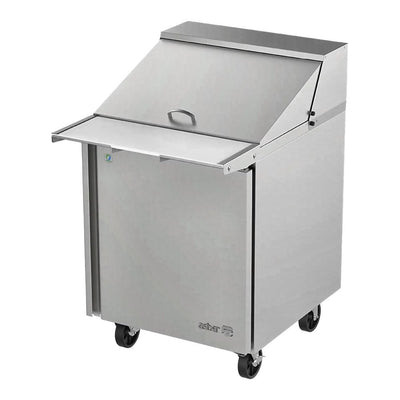 MESA REFRIGERADA ASBER APTM-27-12 P HC | Mesa De Preparación Con Refrigerante | Mega Top | Acero Inoxidable | 1 Puerta | Supermercados Restaurantes | Mesa de Preparación Refrigerada Mesa Fría de Trabajo Mega Top Pizza Ensaladas Sándwiches Ingredientes Acero Inoxidable Supermercados Restaurantes Cocina Industrial Cremería