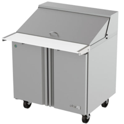 MESA REFRIGERADA ASBER APTM-36-15 HC | Mesa Refrigerada de Preparación Mega-Top | 9.2 Pies Cúbicos | 2 Puertas | 2 Parrillas | Acero Inoxidable | 15 Insertos | Restaurante Cafetería Cocina | Bar Restaurante Cafetería Guarniciones Comedores Industriales Cocinas Industriales Panadería Carnicería Preparación Sushi Postres Ensaladas Baguettes