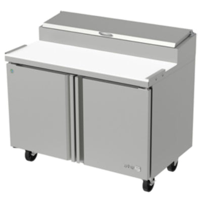 MESA REFRIGERADA ASBER APTP-48 HC | Mesa Refrigerada | 2 Puertas | 2 Parrillas | Acero Inoxidable | 13.3 Pies Cúbicos | Restaurante Cafetería Negocio | Cocina Industrial Alimentos Comedor Preparación Pizzas 4" de profundidad Tabla de corte Reversible de 18" Ingredientes Frescos Fríos Conservados Duradero Duraderos Frío