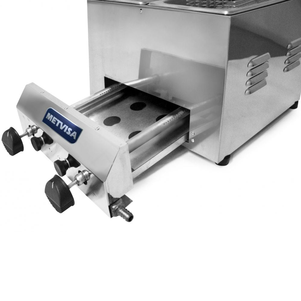 Metvisa MTA-FG-3D Freidor Gas 6 Litros 2 Canastillas Restaurante Cocina Económica Freír Alimentos Freidores Alitas Papas A la Francesa Salchipulpos Pollo Snacks. KitchenMax.Store. Envíos seguros a todo México. Cotiza hoy mismo.